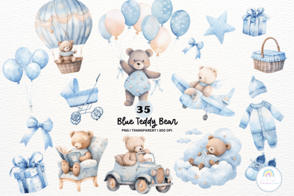 Download Blue Teddy Bear Baby Shower Clipart - Baby shower Collection