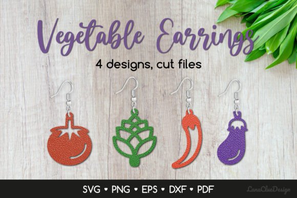 Download 4 Vegetable Earrings SVG for Crafters - Craft Collection