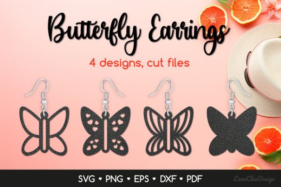Download 4 Butterfly Earrings SVG for Crafters - Craft Collection
