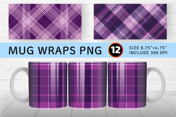 Download Purple Plaid Printable Crafted Mug Wrap - Craft Collection