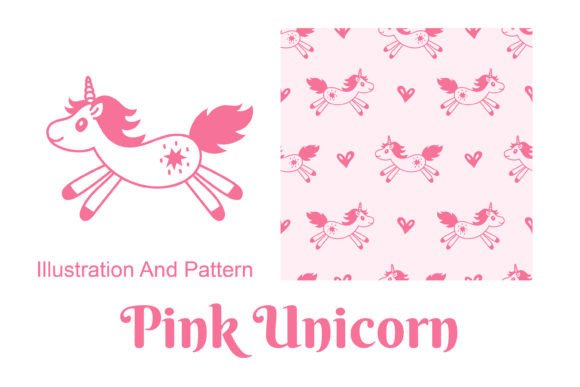 Download Pink Unicorn Illustration and Pattern - Unicorn illustration Collection