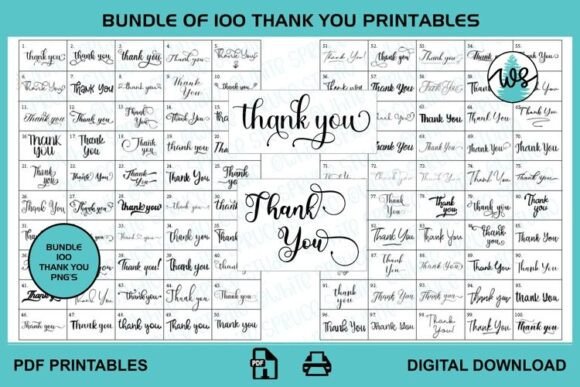 Download 100 Thank You Printable Bundle - Printable bundle Collection
