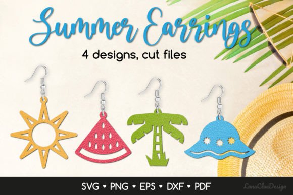 Download 4 Summer Beach Earrings SVG for Crafters - Craft Collection