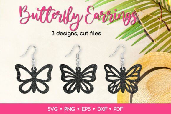 Download 3 Butterfly Earrings SVG for Crafters - Craft Collection